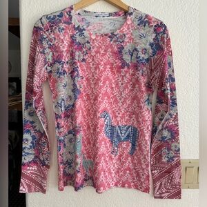 Sundance Whimsy Rose Thermal Waffle Long Sleeve Shirt Floral “Llama Mama”